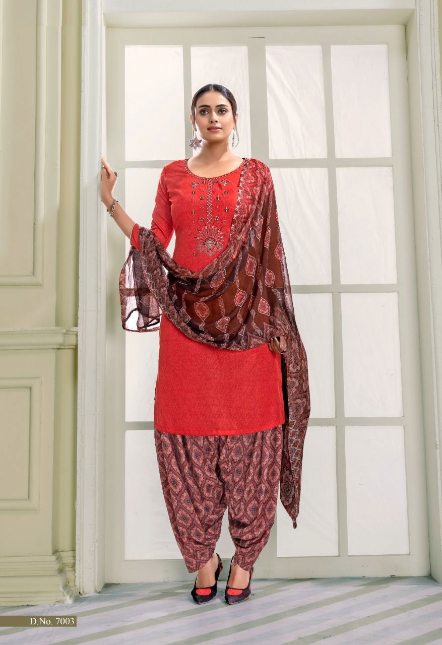 Priyaa 7 Premium Cotton Printed Regular Wear Patiala Dress Material Collection